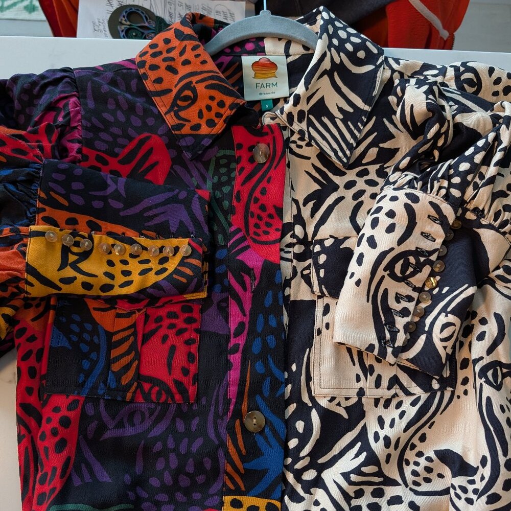 FARM RIO Mixed Midnight Leopards Midi Dress, size S